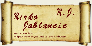 Mirko Jablančić vizit kartica